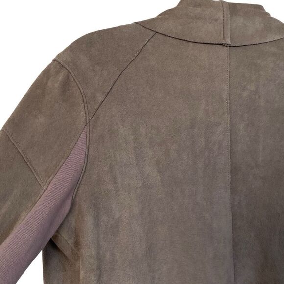 Blank NYC Taupe Faux Leather Suede Open Waterfall Drape Two Way Jacket Sz XS - Picture 9 of 16